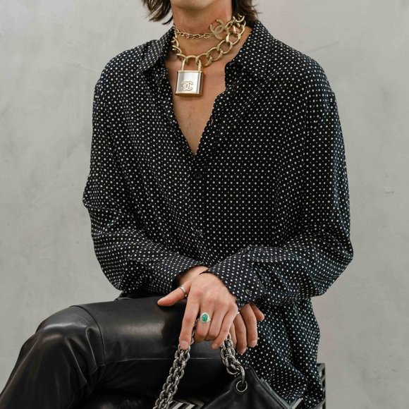 Celine Other - *SOLD* Celine Black Polkadot Button-Up